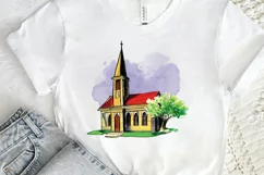 Watercolor Church Sublimation PNG Clipart Product Image 2