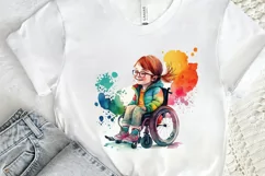 Watercolor Girl with Disability PNG Clipart Product Image 2