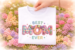 Best Mom Ever PNG, Embroidery Patchwork Mama Product Image 2