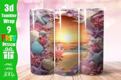 3D Beach 20 oz Skinny Tumbler Sublimation Product Image 2
