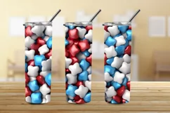 3D Inflated Puff Stars American Flag 4th July Tumber Wrap Product Image 3