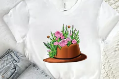 Watercolor Floral Hat Garden PNG Clipart Product Image 2