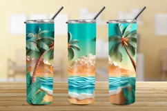 3D Beach Landscape 20 oz Skinny Tumbler Sublimation Design Product Image 3