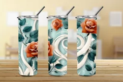 3D Beautiful Roses 20 oz Skinny Tumbler Sublimation Design Product Image 3
