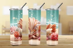 3D Seashells Beach 20oz Skinny Tumbler Sublimation Design Product Image 2