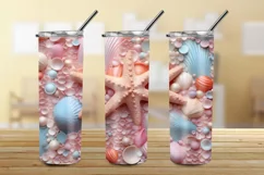 3D Starfish and Seashells 20 oz Skinny Tumbler Sublimation Product Image 3