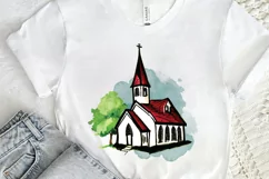 Watercolor Church Sublimation PNG Clipart Product Image 2