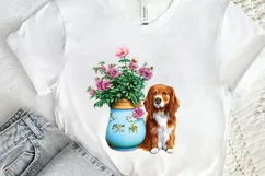 Watercolor Dog Floral PNG Clipart Product Image 2