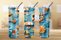 3D Summer Tumbler Wrap, 20oz Skinny Sublimation Designs PNG Product Image 3