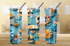 3D Summer Tumbler Wrap, 20oz Skinny Sublimation Designs PNG Product Image 3