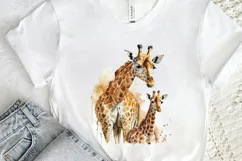 Watercolor Mom and Baby Giraffe PNG Clipart Product Image 2