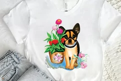 Watercolor Dog Floral PNG Clipart Product Image 2