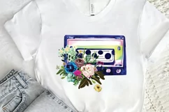 Watercolor Floral Cassettes PNG Clipart Product Image 2