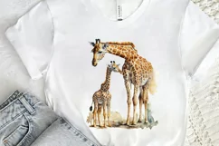 Watercolor Mom and Baby Giraffe PNG Clipart Product Image 2