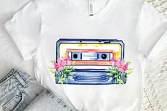 Watercolor Floral Cassettes PNG Clipart Product Image 2