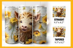 3D Baby Highland Cow Tumbler Wrap Sublimation Product Image 1