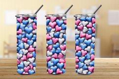 3D Hearts 20 oz Skinny Tumbler Sublimation Design, Heart PNG Product Image 3