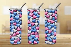 3D Hearts 20 oz Skinny Tumbler Sublimation Design, Heart PNG Product Image 3
