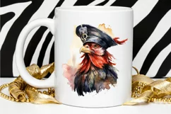 Rooster Pirate Watercolor Sublimation PNG Clipart Product Image 2