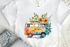 Watercolor Hippie Car for Summer PNG Clipart Product Image 2