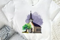 Watercolor Church Sublimation PNG Clipart Product Image 2