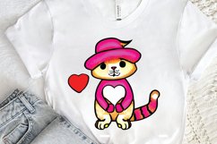 Watercolor Funny Cat Valentine PNG Clipart Product Image 2
