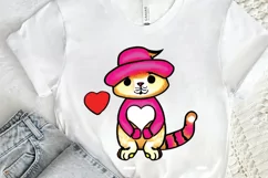 Watercolor Funny Cat Valentine PNG Clipart Product Image 2