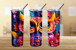 3D Embroidered Flower Owl 20 oz Skinny Tumbler Sublimation Product Image 3
