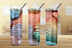 3D Seashells Beach 20oz Skinny Tumbler, 3D Beach Tumbler Product Image 3