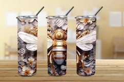 3d Bee Honeycomb Black and Gold 20 oz Skinny Tumbler Wrap Product Image 3