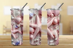 3D Pink Starfish 20 oz Skinny Tumbler, Seashells Tumbler png Product Image 3