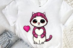 Watercolor Funny Cat Valentine PNG Clipart Product Image 2