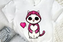 Watercolor Funny Cat Valentine PNG Clipart Product Image 2