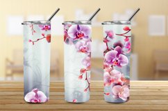 3D Orchid Flowers 20 oz Skinny Tumbler Sublimation Design Product Image 2