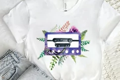 Watercolor Floral Cassettes PNG Clipart Product Image 2