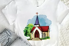 Watercolor Church Sublimation PNG Clipart Product Image 2
