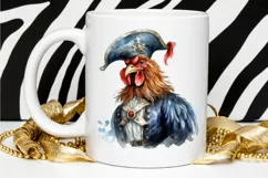 Rooster Pirate Watercolor Sublimation PNG Clipart Product Image 2
