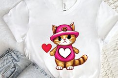 Watercolor Funny Cat Valentine PNG Clipart Product Image 3