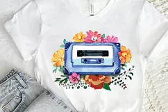 Watercolor Floral Cassettes PNG Clipart Product Image 2