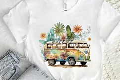 Watercolor Hippie Car for Summer PNG Clipart Product Image 2
