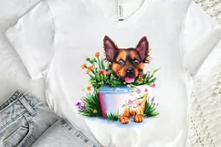 Watercolor Dog Floral PNG Clipart Product Image 2