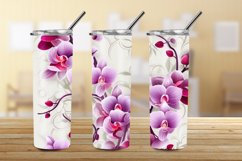 3D Orchid Flowers 20 oz Skinny Tumbler Sublimation Design Product Image 2