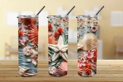 3D Starfish and Seashells 20 oz Skinny Tumbler Sublimation Product Image 3
