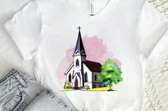 Watercolor Church Sublimation PNG Clipart Product Image 2