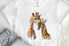 Watercolor Mom and Baby Giraffe PNG Clipart Product Image 2