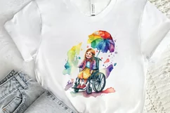 Watercolor Girl with Disability PNG Clipart Product Image 2