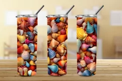 3D Seashells Beach 20oz Skinny Tumbler Sublimation Design Product Image 2