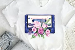 Watercolor Floral Cassettes PNG Clipart Product Image 2