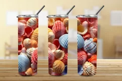 3D Seashells Beach 20oz Skinny Tumbler Sublimation Design Product Image 3