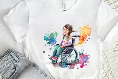 Watercolor Girl with Disability PNG Clipart Product Image 2